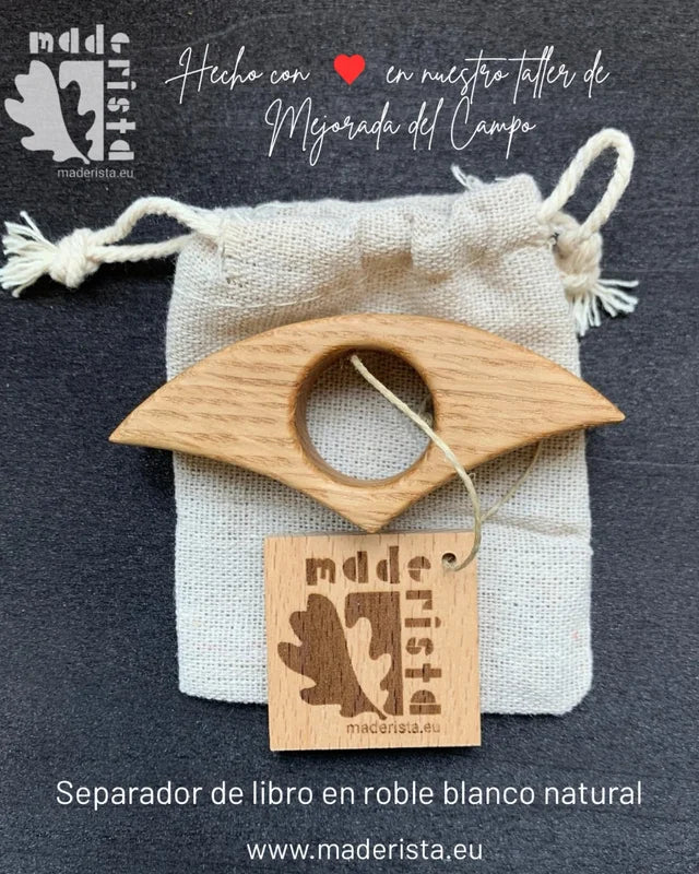Separador de hojas de libro artesanal en madera de roble